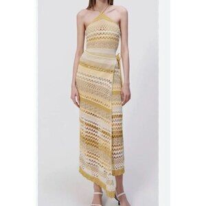 Jonathan Simkhai S Midi Dress Wrap Macrame Halter Crochet Designer Luxury Boho